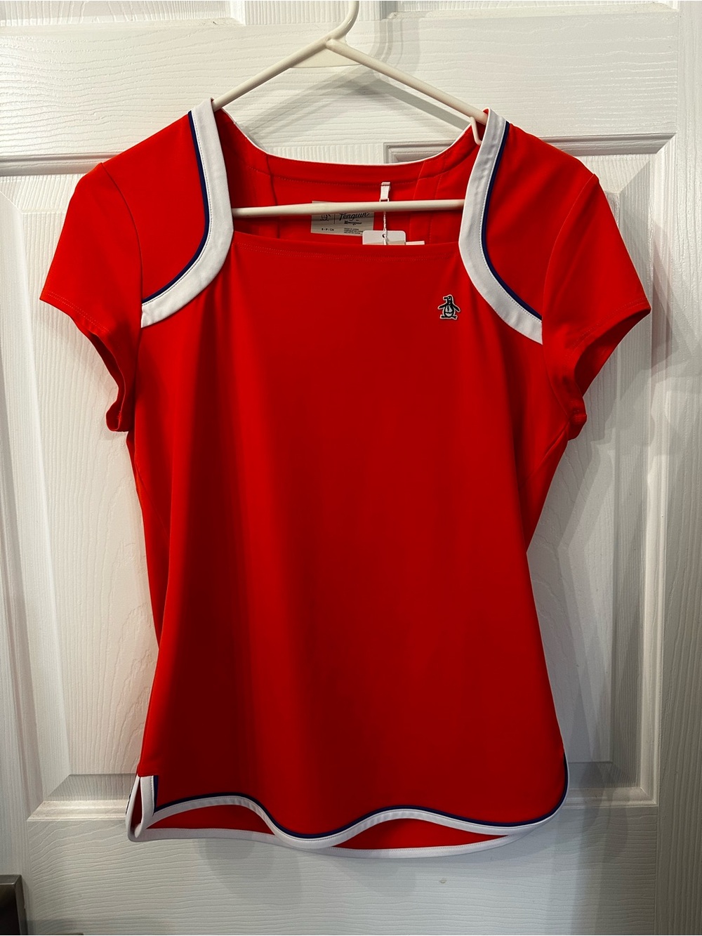 Original Penguin Women's Red/Orange Short Sleeve Athletic/Golf Top